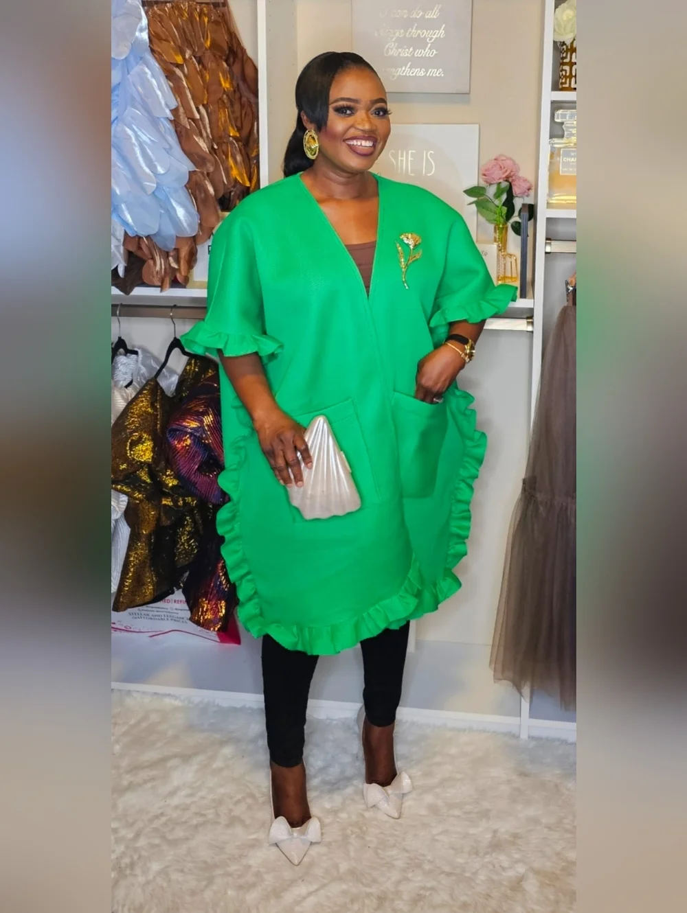 Statement Ruffle-Trim Open Front Jacket - Picture 4 of 6